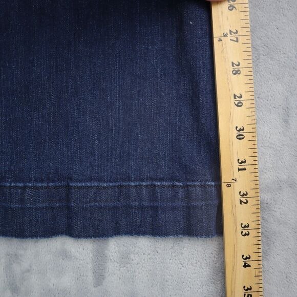H M Jeans Womens 27 Blue Flared Mid Rise Button Zip Pocket Dark Wash Denim Pants - Picture 6 of 16